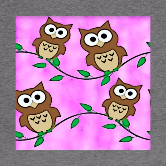 Pink Owl Pattern by ValinaMoonCreations